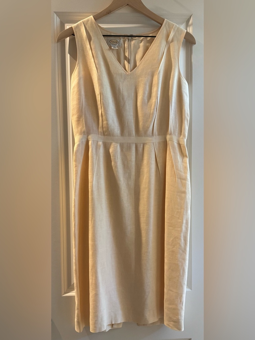 Talbots‎ Cream V-Neck Linen Blend Sheath Dress